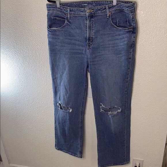 Old Navy- Sky High wide leg  Distressed Jeans- Size 18 - Picture 1 of 6